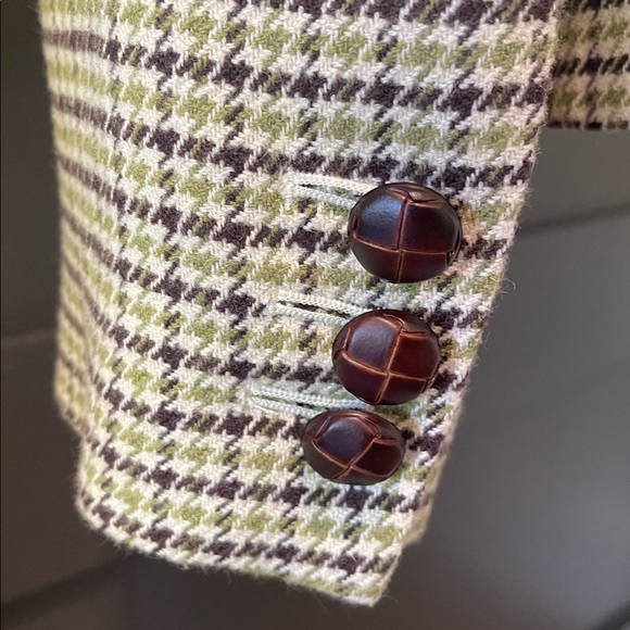 Talbots Green Wool Blend Houndstooth Blazer - Picture 7 of 11